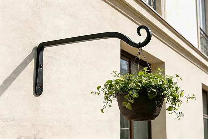Gtongoko 2 Pack 10 Inch Plant Hangers Outdoor Metal, Plant Hooks for Wall Indoor, 48lb Capacity Outdoor Hooks for Hanging Bird Feeders, Lanterns, Wind Chime, Black