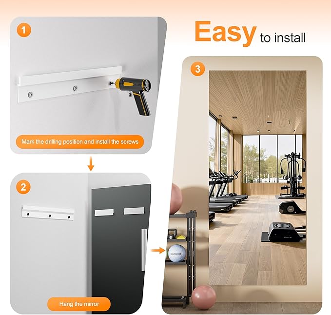 Hasipu Home Gym Workout Mirror 83" L x 39" W-1pcs Large Full Length Mounted Full Body Frameless Mirror for Workout, Yoga, Garage, Bedroom, Dance