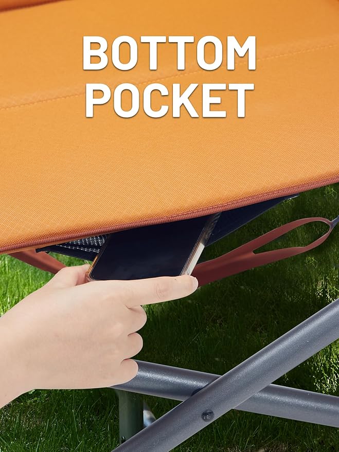 Timber Ridge XXL Upgraded Oversized Directors Chairs with Foldable Side Table, Detachable Side Pocket, Heavy Duty Folding Camping Chair up to 600 Lbs Weight Capacity (Orange) Ideal Gift