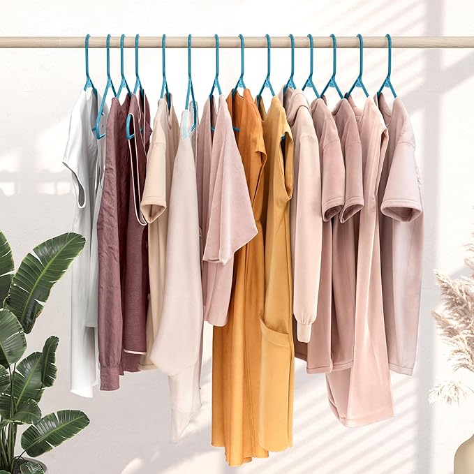 Plastic Hangers 60 Pack Blue - Clothes Hangers - Makes The Perfect Coat Hanger and General Space Saving Clothes Hangers for Closet - Percheros Ganchos para Colgar Ropa Hangars