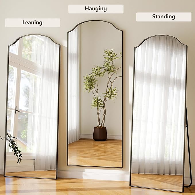 Full Length Mirror,30 x 71 Inch Leaning Full Body Mirrors with Stand，Floor Mirrors Full Length for Bedroom Living Room Leaning, Standing or Hanging Horizontally/Vertically Black