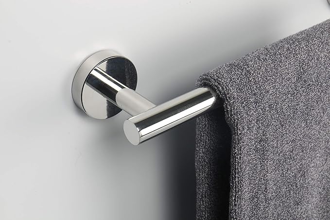 TocTen Bath Towel Bar - Thicken SUS304 Stainless Steel Bathroom Towel Holder, Towel Rod for Bathroom Heavy Duty Wall Mounted Towel Rack Hanger (16IN, Chrome)