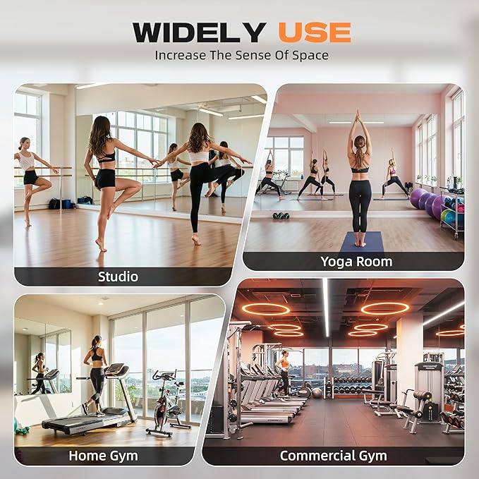 Hasipu 79''x 36'' Home Gym Mirror with Lights Dimmable Anti-Fog Large Full Length Wall Mounted Full Body Mirror for Yoga Dance Fitness Exercise Studio Bedroom Garage, Tempered Glass Workout Mirrors