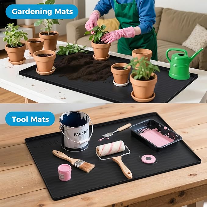 URMONA 28'' x 22'' Waterproof Silicone Under Sink Mat Cabinet and Counter Protector, Shelf Liner for Kitchen and Bathroom, Storage and Organizers, Litter Mat, Pet Cat Puppy Essentials(Onyx)