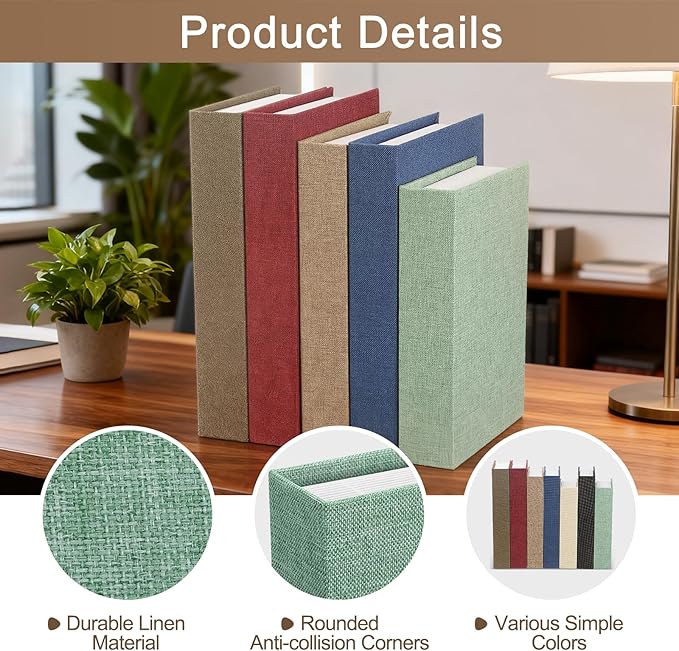 uxcell Decorative Books, 9.8 x 7.3 Linen Fake Books for Decoration Faux Decor Book for Modern Aesthetic Home Office Coffee Table Shelf Desktop Display, Green