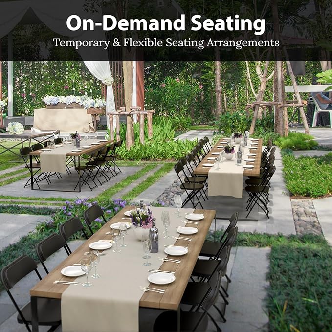 9 PACK White Foldable Plastic Chair | Folding & Stackable | 350 lbs Capacity Steel Frame Seats for Indoor Outdoor | Commercial Use Events Wedding Party Events Bulk Picnic Kitchen Dining