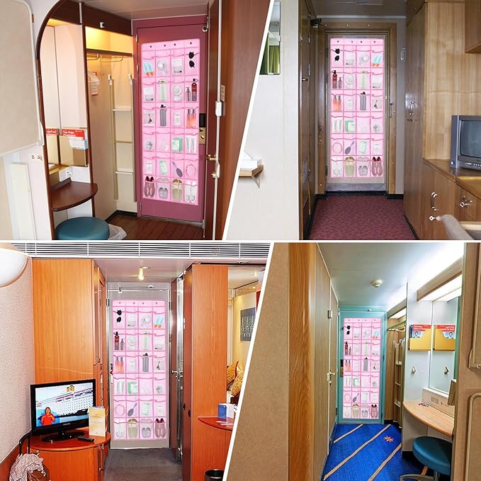 CTTZCKJ Over The Door Organizer For Cruise Ships|Magnetic Door Organizers with 24-Pocket for Cruise Ship|55"x21"|Cruise Over the Door Organizer,Magnetic Shoe Rack for Cruise,Behind-Door Storage