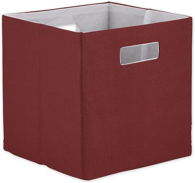 DII Collapsible Polyester Storage Cube, Solid, Lightweight and Durable, Small Square, 11x11x11, Barn Red