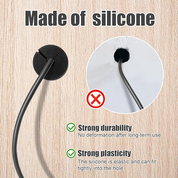 2pcs Wall Hole Cable Routing Kit for Starlink, Silicone Cable Feed Through Bushings Wall Grommets for 1 Inch Cables Cable Protective Sleeve for Starlink Cable Router and Ethernet Cable Adapter (Black)