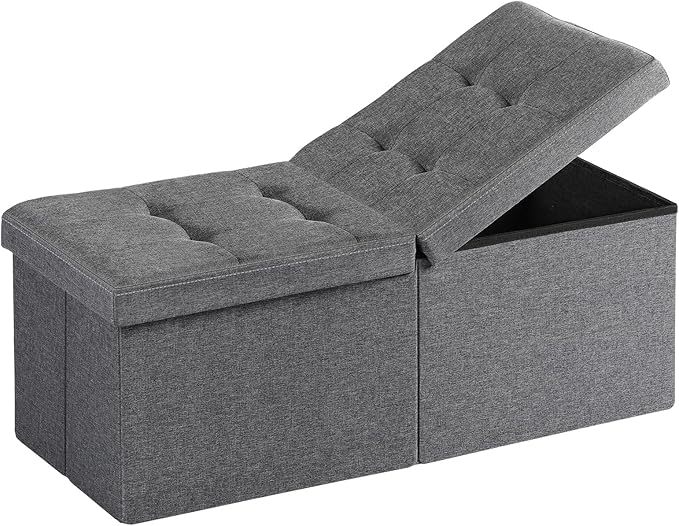 30.5-INCH Storage Ottoman Bench, Footrest with Storage, End of Bed Bench Coffee Table for Living Room, Bedroom, Entryway, Dark Gray
