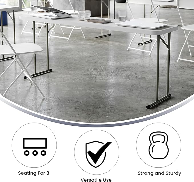 Flash Furniture Kathryn 5 Pack 6-Foot Rectangle Granite White Plastic Folding Training/Seminar Table