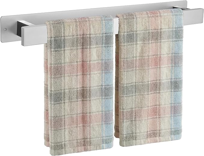 Bathroom Towel Bars,16-Inch Stainless Steel Towel Bar for Large Towel,Strong Self-Adhesive/Screws Wall Mounting,Rust-Proof,Towel Holder for Bathroom and Kitchen Storage (Brushed Nickel)