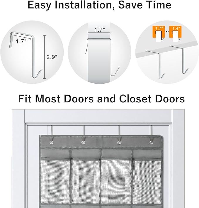 F-color Large Hanging Organizer - Over the Door Shoe Organizer, Cruise Essentials for Closet & Pantry, 24 Breathable Mesh Pockets, Space Saving Hanging Storage Holder with 4 Heavy-Duty Metal Hooks