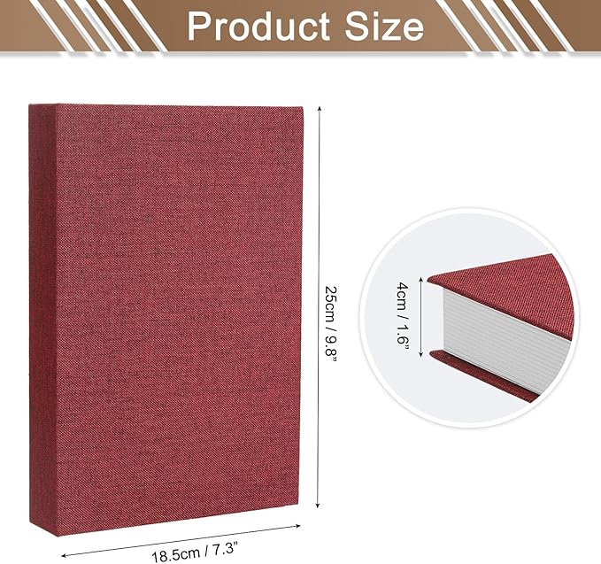 uxcell Decorative Books, 9.8 x 7.3 Linen Fake Books for Decoration Faux Decor Book for Modern Aesthetic Home Office Coffee Table Shelf Desktop Display, Wine Red