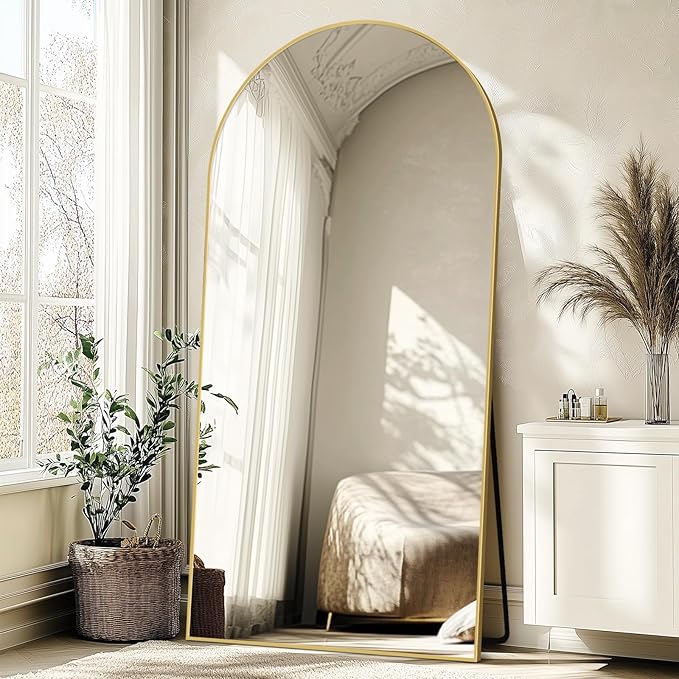 Oversized Full Length Mirror 78x38 Inch - Wall Mounted or Standing Floor Mirror with Aluminum Alloy Frame, Shatterproof Tempered Glass - Modern Mirror for Bedroom, Living Room, Closet, Gold