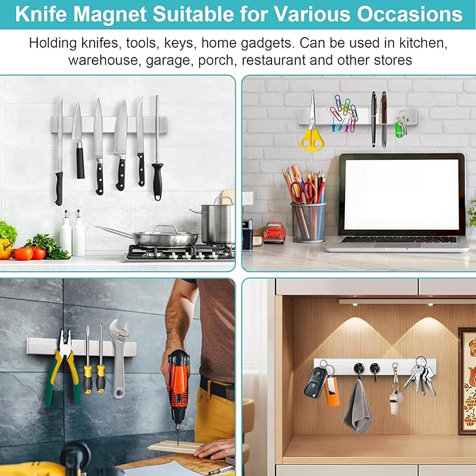 Magnetic Knife Bar 18 inch, Heavy Duty Kitchen Knife Magnet Holder and Wall Mount Tool Strip, Extra Strong Magnetic Strips for Wall to Organize Chef Knives in Kitchen or RV Essentials