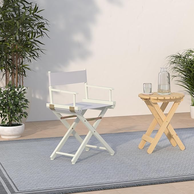 Casual Home 18" Director's Chair White Frame with White Canvas