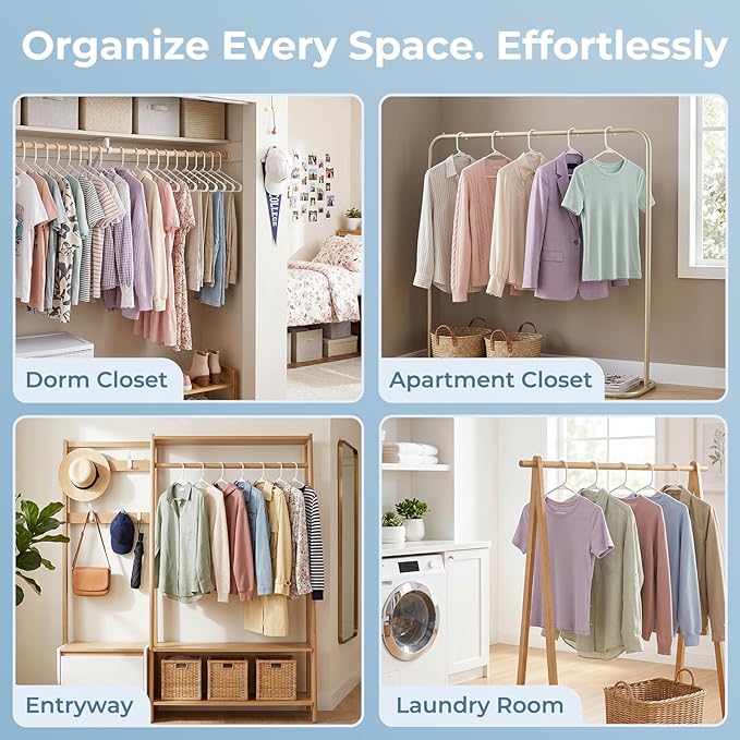 HOUSE DAY White Plastic Hangers 40 Pack, Plastic Clothes Hangers with Built-in Strap Hooks, Space Saving Slim Hanger for Closet Organizers and Storage, Durable Clothing Hanger for Shirts Blouses Tops