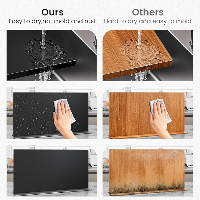 THMINS Large Black Magnetic Knife Block Stainless Steel Double-Sided Magnetic Knife Holder, Universal Multi-function Display Rack for Kitchen Counter
