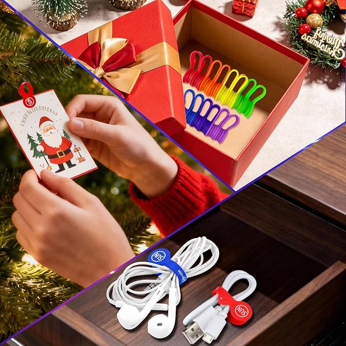 Cable Cord Organizer Magnetic Cord Organizers Twist Ties Magnet Clips Cord Wrap Keeper For Charging Cord Headphone Cord Holder Silicone Cable Strap Appliance Fridge Bookmark Whiteboard Keychain 14PACK