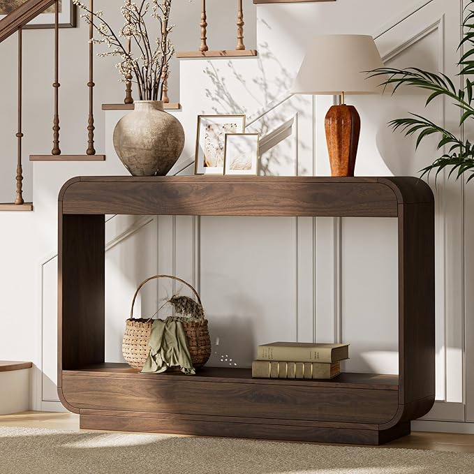 Lulive 43" Waterfall Console Table for Entryway, Wooden Entryway Table, Farmhouse Behind Sofa Table for Living Room, Hallway, Entrance, Couch, Entry, Home Decor