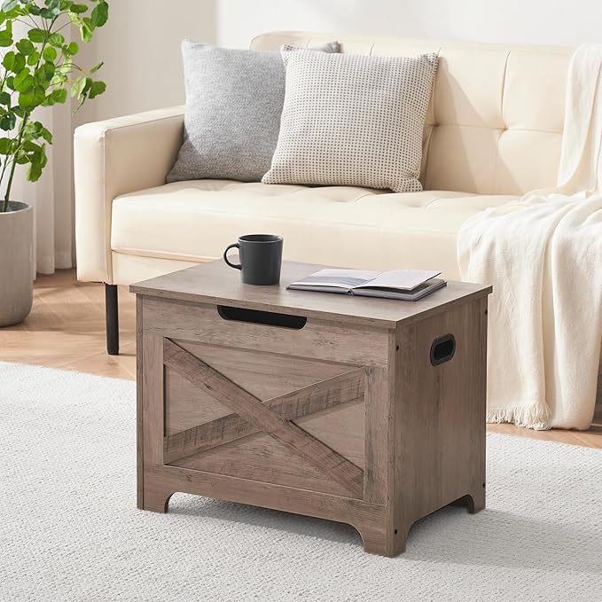 GAOMON Storage Chest, Lift Top Storage Trunk with Safety Hinge, Barn Style Organizer, Wooden Entryway Bench, Large Storage Chest for Entryway, Bedroom, Living Room