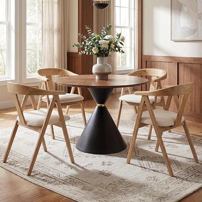 HNY Wooden Folding Chair with Cushion Set of 2, Linen Foldable Dining Chairs Folding Event Chair, Portable Space-Saving Accent Chair with Armrests for Kitchen Dining Living Room Small Spaces, Beige