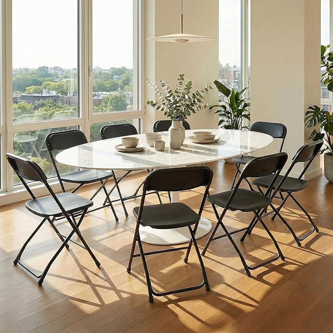 DUMOS Folding Chairs Sets of 20, 330lbs Plastic Stackable Portable Patio Dining Sets, Fold Up for Indoor Outdoor, Camping, Garden, Party, Meeting, Weeding, White