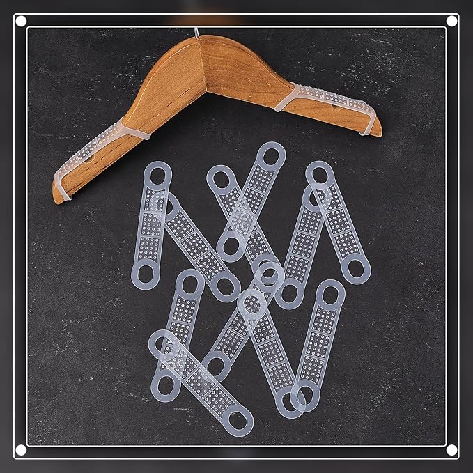 Taiyin 350 Pcs Non Slip Rubber Clothes Hanger Grips Clear Silicone Clothing Hanger Strips Clothes Hanging Accessories for Wood Plastic Home Stores Use