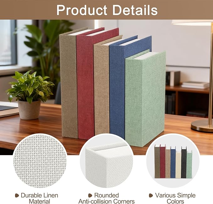 uxcell Decorative Books, 10.6 x 6.7 Linen Fake Books for Decoration Faux Decor Book for Modern Aesthetic Home Office Coffee Table Shelf Desktop Display, Grey White