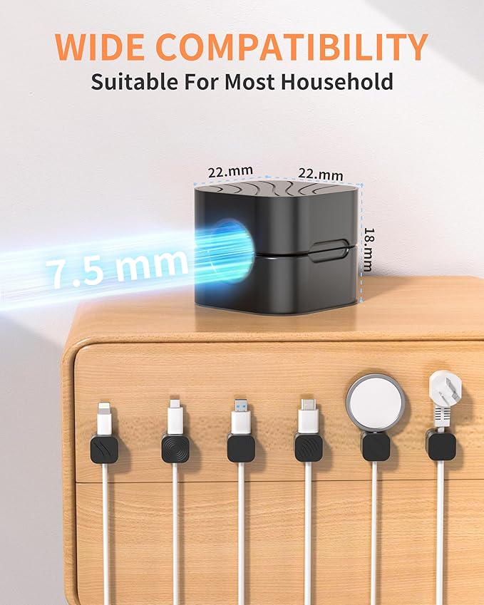 12Pack Cable Organizer Clips, Magnetic Cable Holder (1s Lock), XOVRAETH Strong Adhesive Wire Management for Desk, Nightstand, Living Room, Kitchen, Office, Car(BlackCS)