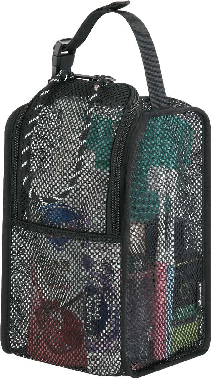 Mesh Shower Caddy Hanging Shower Organizer Tote Bag Portable Toiletry Organizer, Quick Dry Bath Bag with Double Zippers Opening for Travel Gym Swimming Beach Camping & Dorm Room