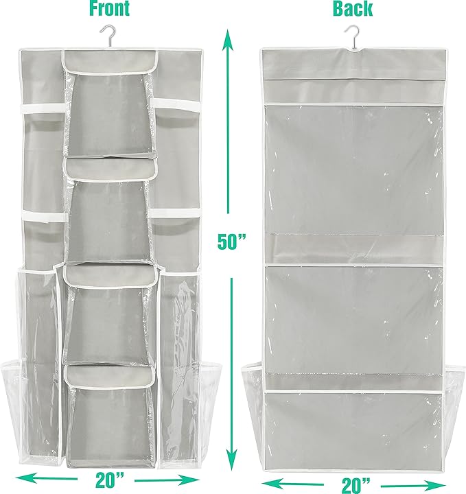 Simple Houseware Double-Sided Hanging Gift Wrap Organizer Storage Pockets, Gray (Set of 1)
