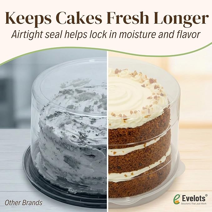 Evelots 12-Inch Airtight Cake Container with Lid - Portable Carrier for Pies, Cakes, Cupcakes & More - BPA-Free Clear Plastic - Secure & Easy Transport