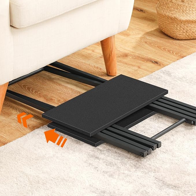 HOOBRO Folding TV Tray Table, Set of 2 Wooden TV Tray, Portable Sofa Side Snack Table, Industrial Desk for Small Spaces, Space-Saving, Easy to Install and Fold, Black BB27BZP201