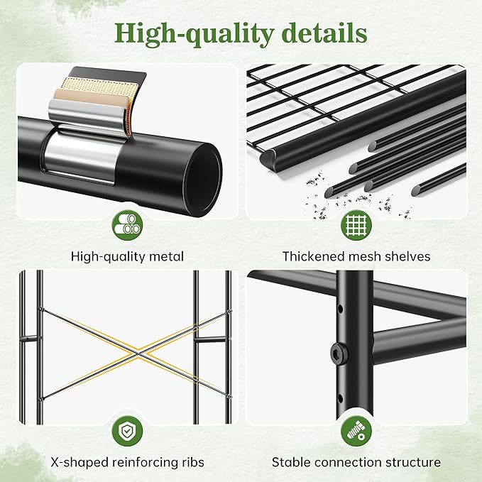 Raybee Clothes Rack, Clothing Racks for Hanging Clothes, Rolling Clothes Rack with Adjustable Rod, Double-tier Garment Rack with Wheels, Metal Portable Closet for Bedroom, Laundry, Black