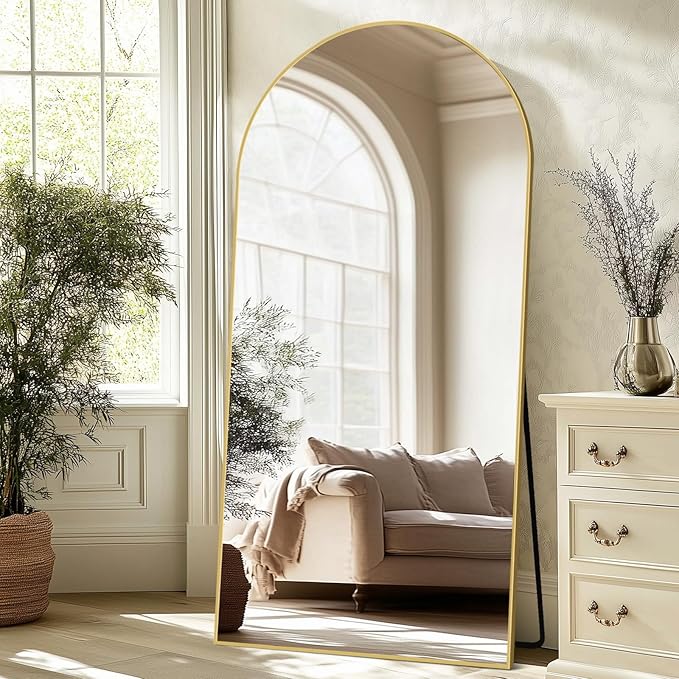 Oversized Full Length Mirror 78x38 Inch - Wall Mounted or Standing Floor Mirror with Aluminum Alloy Frame, Shatterproof Tempered Glass - Modern Mirror for Bedroom, Living Room, Closet, Gold