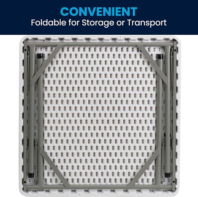 Flash Furniture Square Plastic Folding Event Tables, Set of 12, Granite White