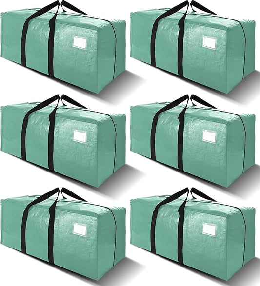 6 Pack Heavy Duty Extra Large Moving Bags W/Backpack Straps - Strong Handles & Zippers, Storage Totes For Space Saving, Fold Flat, Alternative to Box and Bin (40 gal, Teal)