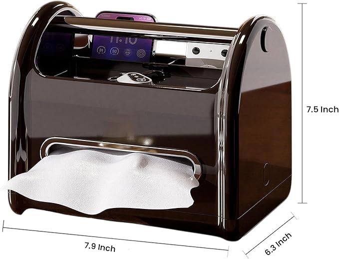 Tissue Box Cover Rectangular with Storage Tray | Multifunctional Facial Tissue Holder and Desk Organizer Napkin Holder | Side Table Unique Home Décor Tissue Box Covers for Vanity Counter Tops (Black)