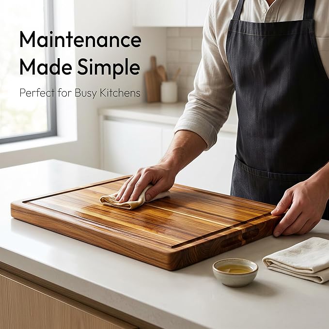 Bellsal Extra Large Teak Wood Cutting Board 20inch for Kitchen Charcuterie Board Heavy Duty Non Slip Feet Over Sink Butcher Block Chopping Board Nice Solid Thick Wooden Juice Groove XXl large Hardwood