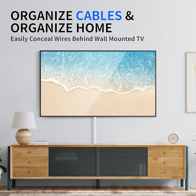 Delamu Cord Cover, 142in Wire Covers for Cords on Wall, Small Cord Cable Hider for 1 Wire, Ease Installation Cords Hider for Wall Mount TV, Paintable Cable Cover Raceway, L15.7 W0.59 H0.4in, White