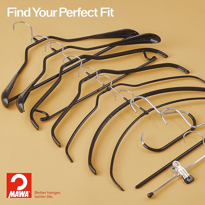 MAWA Clothing Hanger, Black, Pack of 130, (14117)