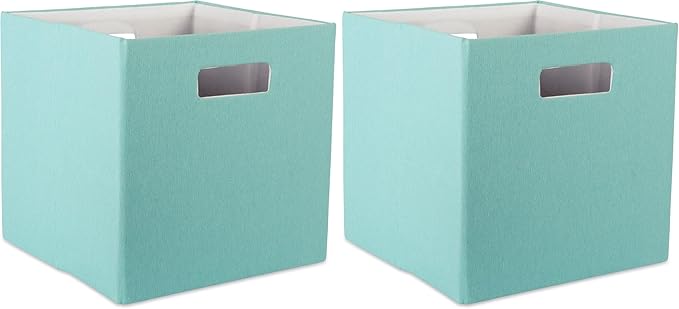 DII Poly-Cube Storage Collection Hard Sided, Collapsible Solid, Small, Aqua (Pack of 2)
