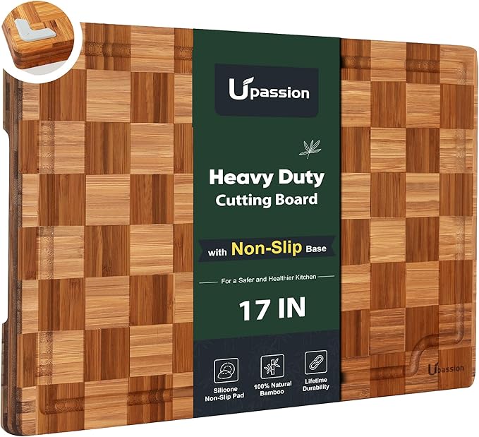 Heavy Duty Bamboo Cutting Boards Best Non Toxic Book Checkered Wood Cutting Boards for Kitchen Solid End Grain Wood Chopping Board Large Butcher Block