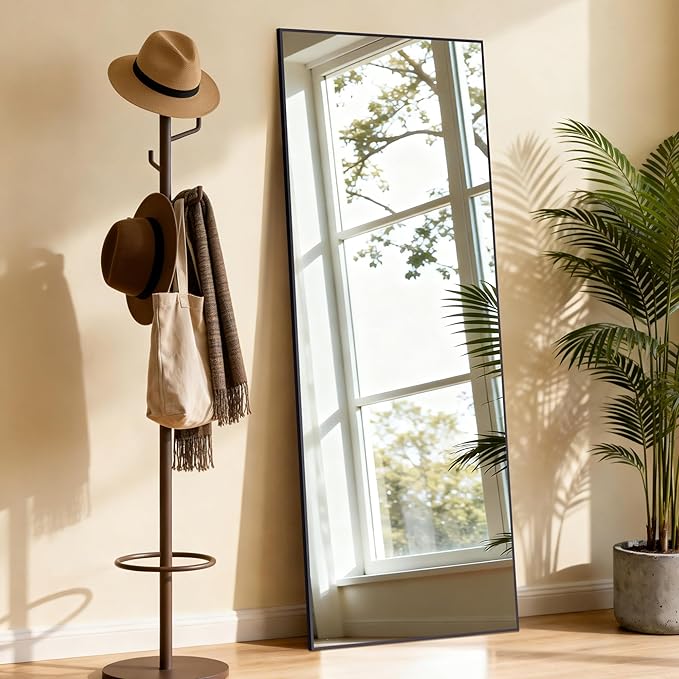 EOGOW 65" x 22" Full Body Mirror,Tempered Glass Shatterproof Full Length Mirror with Stand, Hanging, Wall Mounted Leaning for Bedroom Living Room Entryway