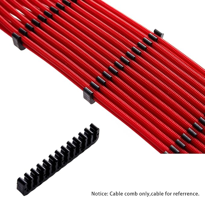Formulamod Cable Comb Kit Includes for PSU Extension Cable, SATA and Molex Sleeve Management Tools Wire Organizer Comb Computer Case Water Cooling (Black)