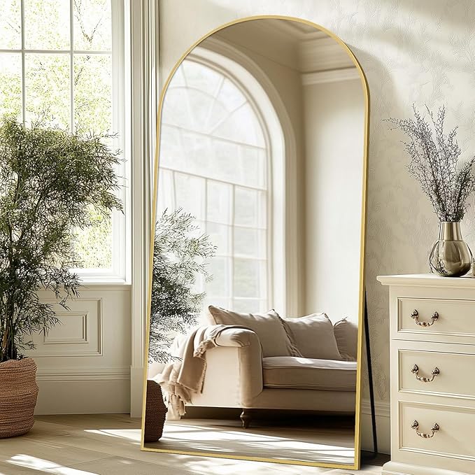 Oversized Full Length Mirror 81x41 Inch - Wall Mounted or Standing Floor Mirror with Aluminum Alloy Frame, Shatterproof Tempered Glass - Modern Mirror for Bedroom, Living Room, Closet, Gold
