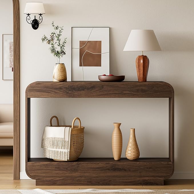 Lulive 43" Waterfall Console Table for Entryway, Wooden Entryway Table, Farmhouse Behind Sofa Table for Living Room, Hallway, Entrance, Couch, Entry, Home Decor