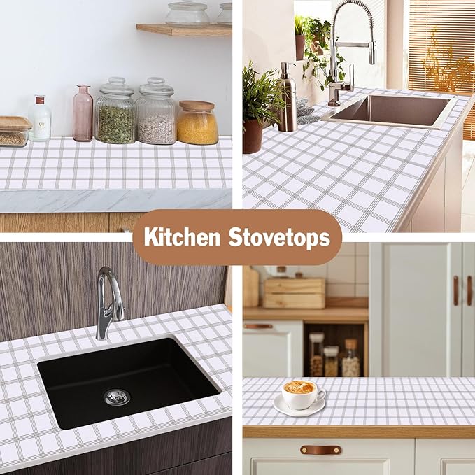 Drawer and Shelf Liner for Kitchen Cabinet: 17 in X 30 Ft Non Slip Waterproof Shelf Paper Non Adhesive Refrigerator Liners White Square Easy Liners for Bathroom Cupboard with Knife Tape Measure